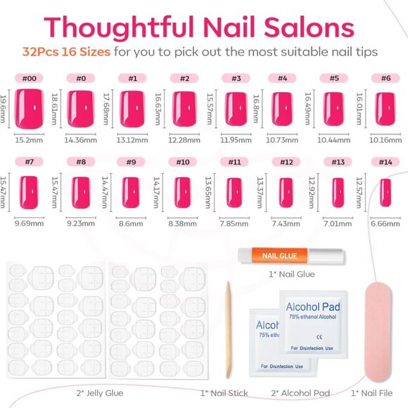 Reusable Pink Press On Nails 32 Piece NWT - Picture 3 of 9